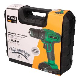 Kit taladro percutor/atornillador 14,4 v con batería, cargador y 28 accesorios
