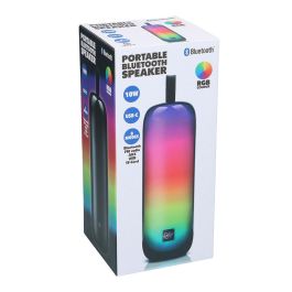 Basics Altavoz Bluetooth 10W RGB con 8 Modos de Luz, Asa de Transporte, Carga USB-C y 2.5h Batería ø8x24cm