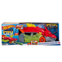 Hot Wheels Transportador de Dragones Juego con 5 Vehículos Rampa Lanzador y 1 Vehículo Incluido 33cm