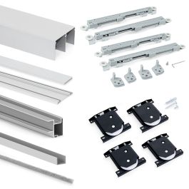 Emuca Kit de herrajes para armario de 2 puertas correderas y cierre suave Placard 81, perfil Deep, espesor 18mm, tableros no incluidos, Anodizado mate