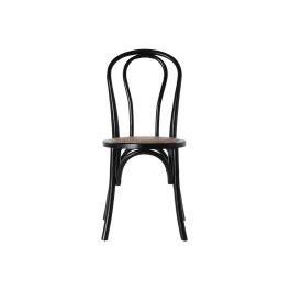 DKD Home Decor Silla Horeca Vintage de Olmo y Ratán Negro - Medidas 43x44x89 cm, Altura Asiento 46 cm