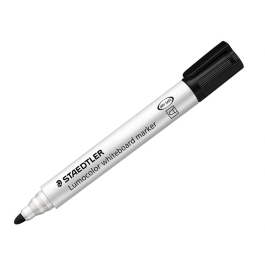 Staedtler Rotulador Lumocolor 351 para Pizarra Blanca, Punta Redonda 2 mm, Recargable, Color Negro