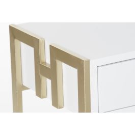 DKD Home Decor Mesa Centro Glam Blanco Dorado Madera Metal 3 Cajones Desmontable 150x36x48 cm