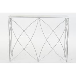 DKD Home Decor Consola Plateado Blanco Metal y Mármol 33 x 78 x 100 cm