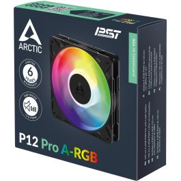 ARCTIC P12 Pro A-RGB Ventilador para PC 12cm, 131 m³/h, PWM, Iluminación LED Multi, Rodamiento FDB, Negro/Blanco