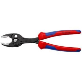 KNIPEX 82 02 200 TwinGrip Alicates universales de agarre frontal bimateria 200mm, Acero Cromo Vanadio Azul/Rojo