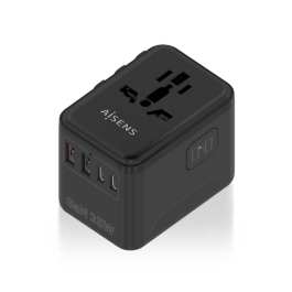 AISENS - ADAPTADOR ENCHUFE UNIVERSAL PARA VIAJE EU/USA/UK/AU CON CARGADOR USB GaN, 2xUSB-A (A1 QC3.0), 3xUSB-C (C1 PD3.0) 35W, NEGRO Precio: 18.79000046. SKU: B14HDH4GSY