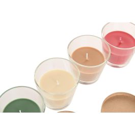 DKD Home Decor Vela Crema Rojo 9 x 8 x 9 cm (12 Unidades) con Fragancia Vainilla/Frutos del Bosque/Coco