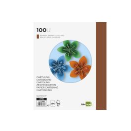 Cartulina Liderpapel A4 180 gr-M2 Marron Paquete De 100 Hojas