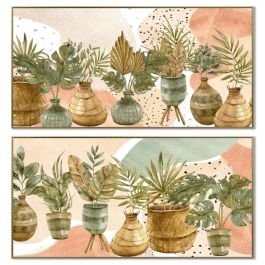 DKD Home Decor Cuadro Decorativo Boho de Lienzo y MDF, Diseño Macetas Multicolor, 103x53x3.5 cm (Pack 2 Unidades) Precio: 63.50000019. SKU: S3039078