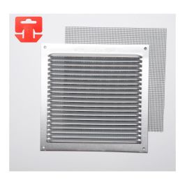 Fepre Rejilla de ventilación con mosquitera, aluminio cromado 17x17 cm, profesional y doméstico