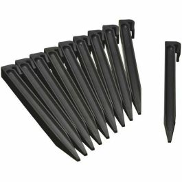 Nature Bolsa de 10 Anclajes de Polietileno Reciclado para Bordes de Jardín H 26.7x1.9x1.8cm Negro para encajar o atornillar
