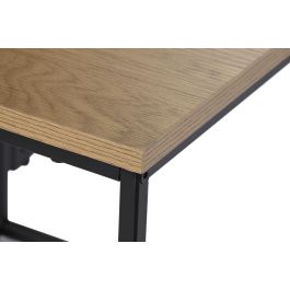 DKD Home Decor Mesita Auxiliar Urban Natural Negro Metal y MDF Set de 3 Piezas 45 x 45 x 45 cm