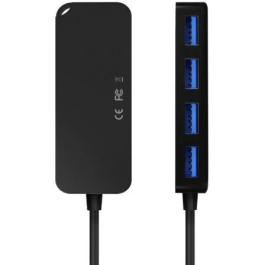 AISENS - HUB USB 3.0, TIPO A/M-4XTIPO A/H, NEGRO, 15CM