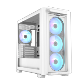 Asus A23 PLUS TG ARGB WHITE - Torre PC Blanco, micro ATX/Mini-ITX, 3x120mm Ventiladores, Ref. 90DC00K3-B19010
