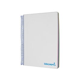 Cuaderno Espiral Liderpapel A5 Micro Wonder Tapa Plastico 120H 90 gr Cuadro 5 mm 5 Bandas 6 Taladros Color Gris