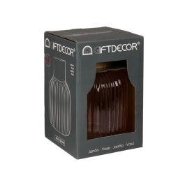 Giftdecor Jarron Cristal Rayas Oro Grande Rosa 14.5x22x14.5 cm (Set de 6)