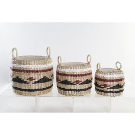 DKD Home Decor Cesta Organizador de Fibra Colonial Natural Granate 30x30x25 cm Set de 3 Piezas para Decoración y Almacenamiento Precio: 32.88054. SKU: S3028971