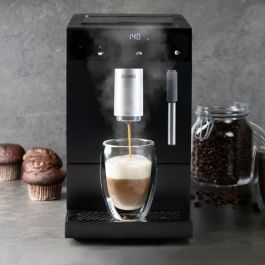 Domo DO1150K Cafetera espresso automática con molinillo, 19 bar, 1350 W, 125g café, Negra