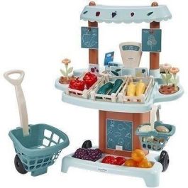 Ecoiffier Puesto de Mercado Rodante para Niños con Balanza, Terminal de Tarjeta, Monedas y Accesorios - 41 Piezas - Desde 18 Meses