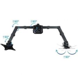 Tooq DB1802TN-B Soporte de Mesa para 2 Monitores 17-27", Giratorio, Inclinable, VESA 75x75/100x100, hasta 8kg/brazo, Negro