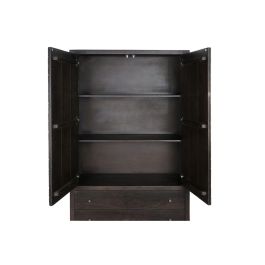 DKD Home Decor Armario Moderno Marrón Oscuro Dorado 100x40x175 cm de Acacia y Metal con 2 Puertas y 2 Cajones