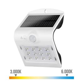 Aplique solar 1,5w 220lm recargable. sensor de presencia (2-6m) color blanco 9,6x7,3x14cm edm Precio: 14.69000016. SKU: S7902483