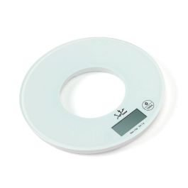 Jata Hogar Báscula Electrónica Redonda 5 kg Graduación 1g Tara Base Cristal Seguridad