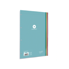 Antartik Recambio A4 100 Hojas 90gr Puntos 4 Taladros Bandas de 5 Colores