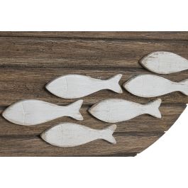 DKD Home Decor Decoracion Pared Natural Blanco Paulownia Cuerda 2 x 35 x 35 cm (4 Unidades)