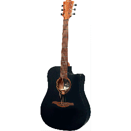 Lag Guitarra Acústica Electroacústica Dreadnought Cutaway Tramontane 70 A/C Negro Satinado con Tapa de Abeto Engelmann y Fondo de Caoba