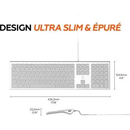 MOBILITY LAB ML304304 - Teclado de diseño táctil con cable con 2 USB para Mac - AZERTY - Blanco y plateado MOBILITY LAB ML304304 - Teclado de diseño táctil con cable con 2 USB para Mac - AZERTY - Blanco y plateado