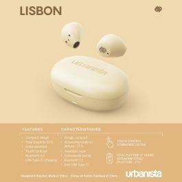 Urbanista Lisbon Auriculares de Botón True Wireless Inalámbricos con 9h de Autonomía y Asistente de Voz Compatible iOS/Android