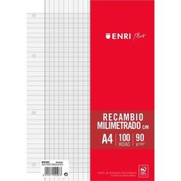 Enri Recambio Plus 100H A4 90 gr Milimetrado C-Margen 4 Taladros Blanco Precio: 1.79000019. SKU: B1K96BA5H2