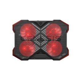 GENESIS Oxid 260 Base Refrigeradora para portátiles hasta 17.3" con 4 ventiladores, 8 Ángulos Ajustables, Gaming Negro/Rojo