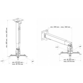 Schwaiger BDH Soporte de Techo para Proyector 430-650mm, Carga Máx. 20KG, Inclinable y Giratorio, Blanco