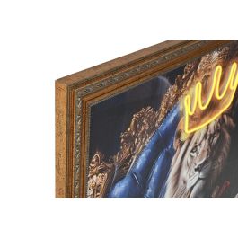 Cuadro Home ESPRIT Azul Negro Leopardo León Loft 100 x 4 x 100 cm (2 Unidades)
