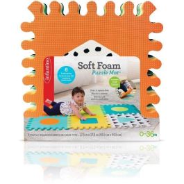 Infantino Conjunto de 6 baldosas de espuma, formas y colores vibrantes para bebé, estimula motricidad fina, resistente a golpes y dentición.