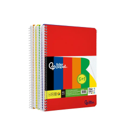 Liderpapel Cuaderno Espiral A4 Wonder Tapa Plástica 80 Hojas 90gr Cuadro 4mm con Margen Pack 6 Colores Surtidos