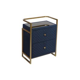 DKD Home Decor Mesita de Noche Glam Azul Dorado con 2 Cajones, en Velvet y Cristal, 60x35x74 cm Precio: 140.56812. SKU: B1F4QHGGM9
