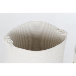 DKD Home Decor Cesta Boho Algodón Yute Blanco Marrón 45 x 54 x 45 cm Set 6 Piezas