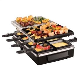 Russell Hobbs 26280-56 Multi Raclette 3 en 1 para 8 Personas con Placa de Acero Inoxidable y Piedra y 8 sartenes