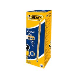 Bic Bolígrafo Cristal Shine Gold Azul Caja 20 Ud