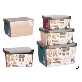 Kipit Set 3 Pzs Cajas Plástico Estampado Vintage 29x23.5x39.5 cm Precio: 11.58999952. SKU: S3611192