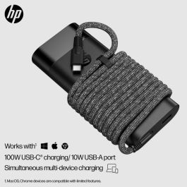 HP Cargador de Portátil 110W USB-C con Puerto USB-A Adicional para Carga Simultánea de Teléfonos, Tablets y Otros Dispositivos
