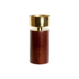 DKD Home Decor Portavelas Metal Makers 2023 Acacia Aluminio Marron Dorado 8x8x18 cm