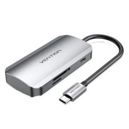 Vention TNHHB Docking USB-C con 3xUSB 3.0, 1xUSB-C Power Delivery 100W, Lector de Tarjetas SD/MicroSD y Transferencia de 5Gbps - Gris
