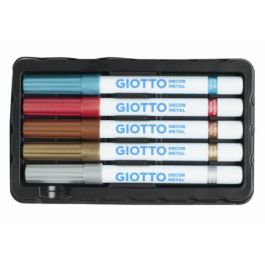 Giotto Rotulador Decor Metal Caja 5 Unidades Colores Surtidos Tinta Base Agua Punta 4 Mm Acabado Permanente