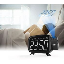 CGV CR-P10 Radio Despertador con Proyección de Hora, Doble Alarma y Botones Grandes
