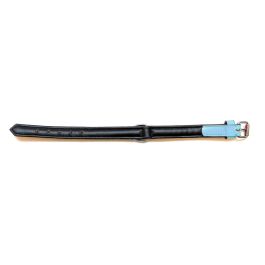 Gloria Collar para Perro Acolchado de Piel Auténtica Triple Capa Suave, Anti-roce, Cómodo 45 cm x 20 mm Azul
